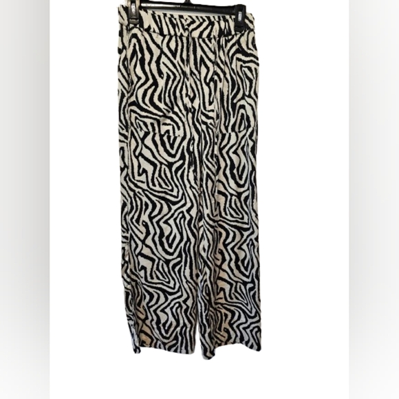 C By One Zebra Striped Polyester Silky Feel Palazzo Pants Women's Size Small - Picture 1 of 9